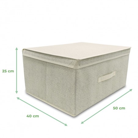 745017 Caja ahorro de espacio BEIGE ideal para cambio de temporada 50x40xH25cm