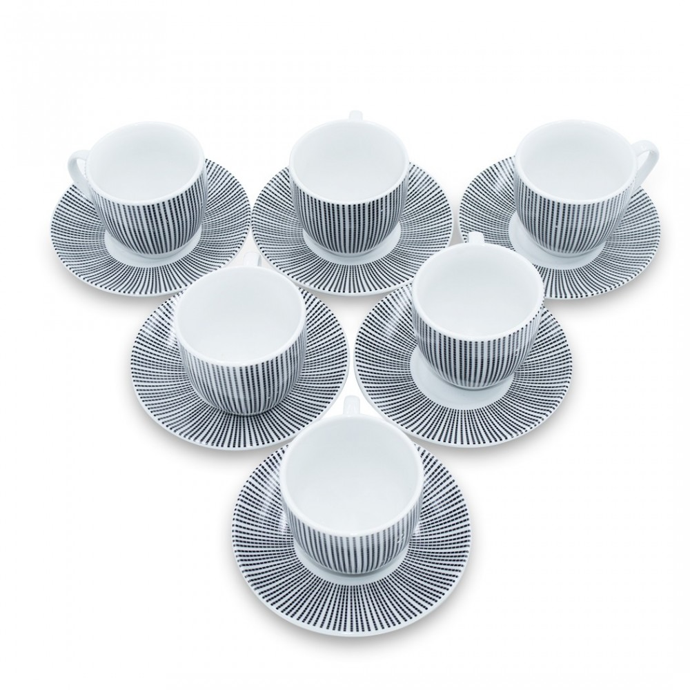 Taza de té de la Tarde de cerámica de Estilo Europeo Marrón Creativos Dos Juegos de Tazas de café con Rayas en Relieve y platillos 