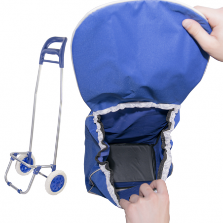 Art. 741057 Carro para la compra con bolsa de poliéster AZUL con ruedas