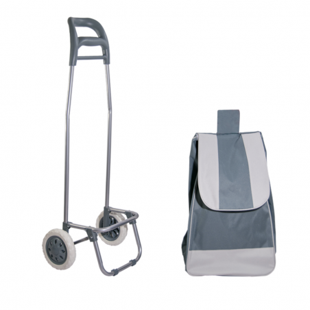 Art. 741781 Carro para la compra con bolsa de poliéster GRIS con ruedas
