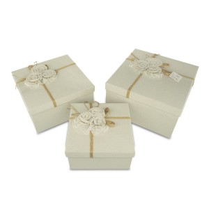 Art. 191008 Set de 3 cajas regalo cuadradas de yute con... 2