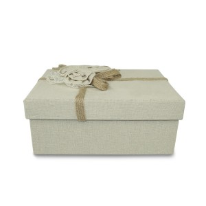 Art. 191005 Caja de regalo rectangular de yute beige con... 2