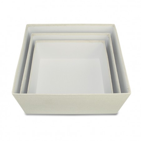 Art. 191006 Set de 3 cajas regalo rectangulares de yute con decoración floral