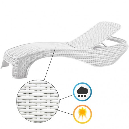 Tumbona de resina ATLANTIC apilable y reclinable 4 posiciones 197x74x36cm Blanco