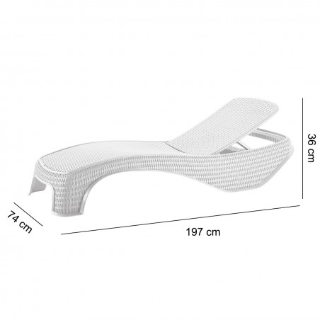 Tumbona de resina ATLANTIC apilable y reclinable 4 posiciones 197x74x36cm Blanco