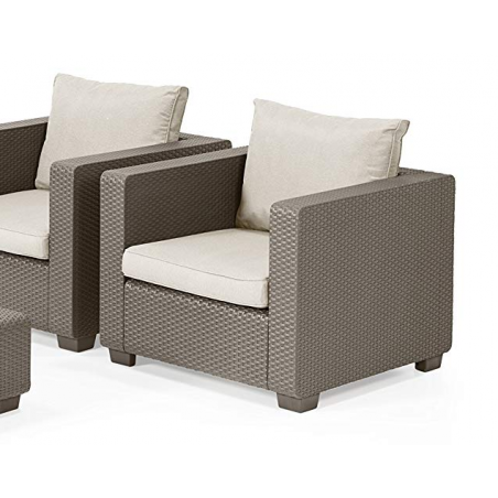 Sofá de resina para jardín SALTA SOFA' con mesita CAPPUCCINO 4 plazas