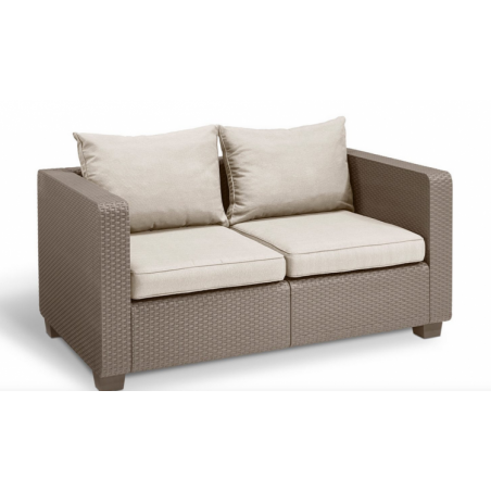 Sofá de resina para jardín SALTA SOFA' con mesita CAPPUCCINO 4 plazas