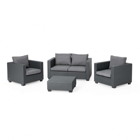 Sofá de resina para jardín SALTA SOFA' con mesita GRIS 4 plazas