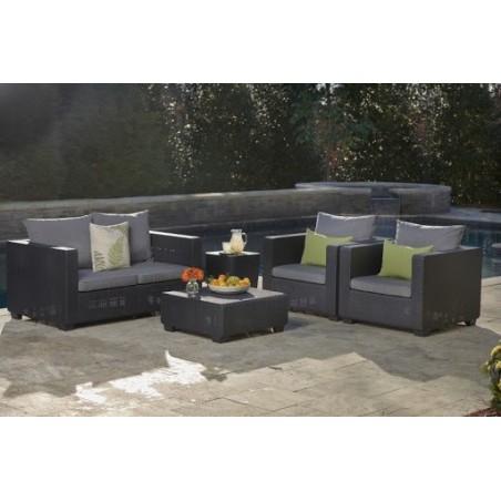 Sofá de resina para jardín SALTA SOFA' con mesita GRIS 4 plazas