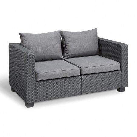 Sofá de resina para jardín SALTA SOFA' con mesita GRIS 4 plazas
