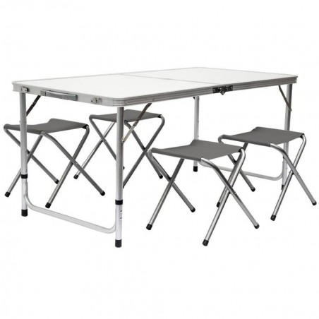 Mesa picnic plegable AURORA con juego de 4 taburetes plegables y con estuche