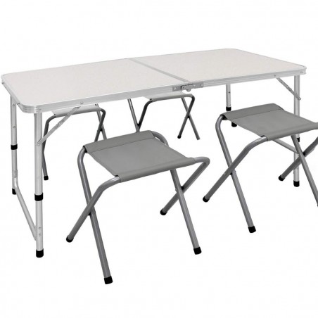 Mesa picnic plegable AURORA con juego de 4 taburetes plegables y con estuche