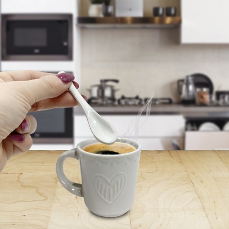 100044 Servicio de Café Línea Felicia CUORE Cerámica 6 Tazas y 6 Cucharas