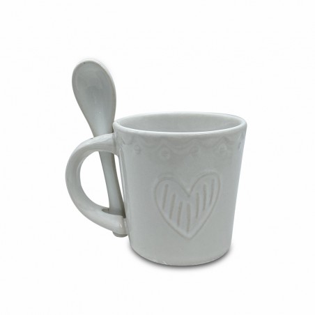 100044 Servicio de Café Línea Felicia CUORE Cerámica 6 Tazas y 6 Cucharas