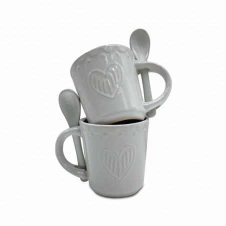 100044 Servicio de Café Línea Felicia CUORE Cerámica 6 Tazas y 6 Cucharas