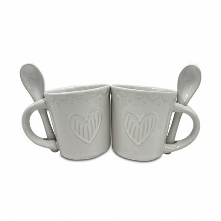 100044 Servicio de Café Línea Felicia CUORE Cerámica 6 Tazas y 6 Cucharas