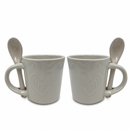 100044 Servicio de Café Línea Felicia CUORE Cerámica 6 Tazas y 6 Cucharas