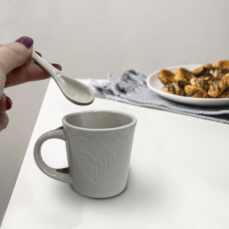 100044 Servicio de Café Línea Felicia CUORE Cerámica 6 Tazas y 6 Cucharas