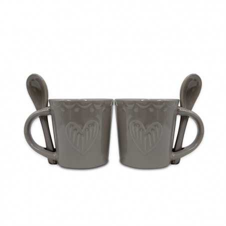 100044 Servicio de Café Línea Felicia CUORE Cerámica 6 Tazas y 6 Cucharas