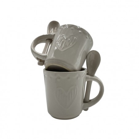 100044 Servicio de Café Línea Felicia CUORE Cerámica 6 Tazas y 6 Cucharas