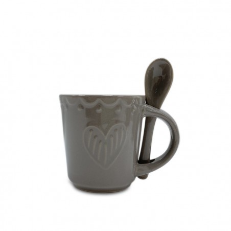 100044 Servicio de Café Línea Felicia CUORE Cerámica 6 Tazas y 6 Cucharas