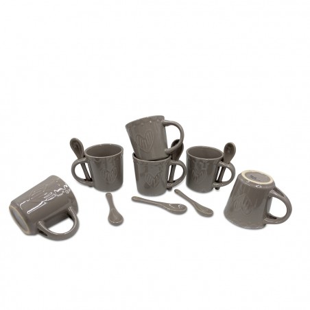 100044 Servicio de Café Línea Felicia CUORE Cerámica 6 Tazas y 6 Cucharas