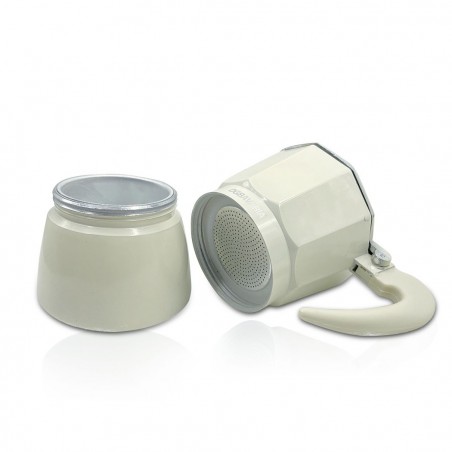 Art. 333025 Set 3 cafeteras BEIGE en aluminio mango suave al tacto 1-3-6 tazas