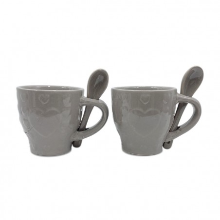 100049 Servicio de Café Línea Felicia CUORE Cerámica 6 Tazas y 6 Cucharas