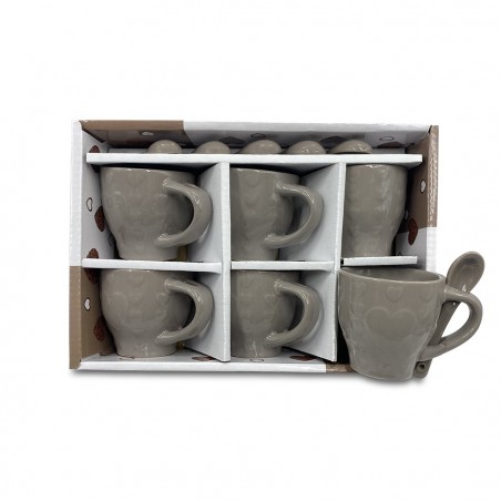 100049 Servicio de Café Línea Felicia CUORE Cerámica 6 Tazas y 6 Cucharas