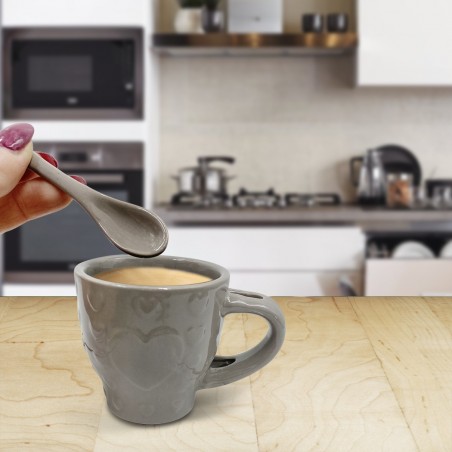 100049 Servicio de Café Línea Felicia CUORE Cerámica 6 Tazas y 6 Cucharas