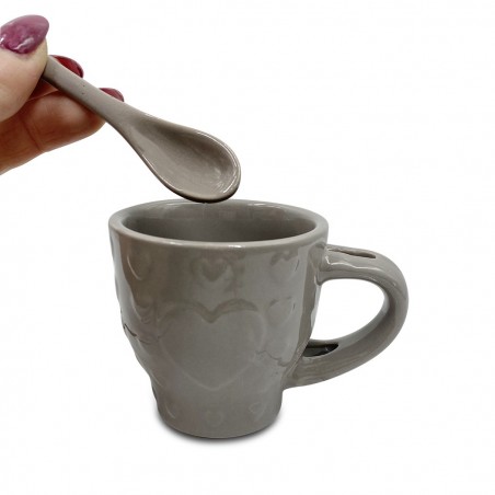 100049 Servicio de Café Línea Felicia CUORE Cerámica 6 Tazas y 6 Cucharas