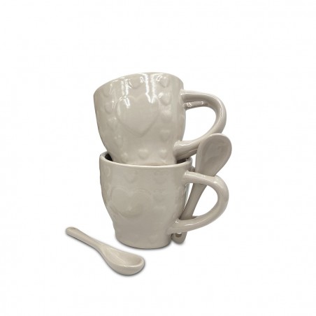 100049 Servicio de Café Línea Felicia CUORE Cerámica 6 Tazas y 6 Cucharas
