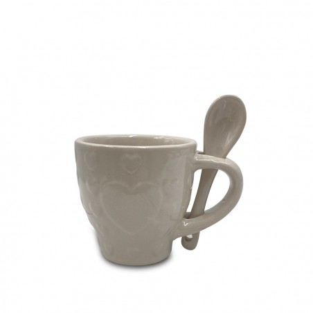 100049 Servicio de Café Línea Felicia CUORE Cerámica 6 Tazas y 6 Cucharas