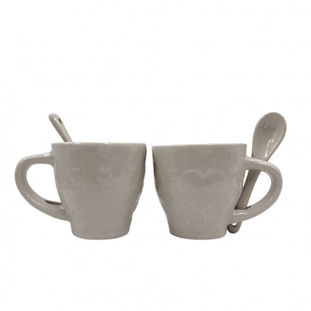 100049 Servicio de Café Línea Felicia CUORE Cerámica 6 Tazas y 6 Cucharas