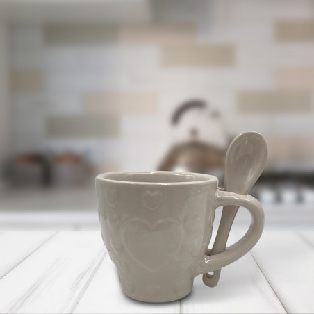 100049 Servicio de Café Línea Felicia CUORE Cerámica 6 Tazas y 6 Cucharas