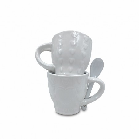 100049 Servicio de Café Línea Felicia CUORE Cerámica 6 Tazas y 6 Cucharas