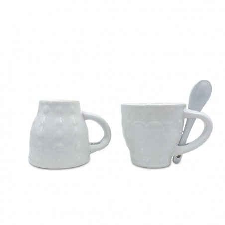 100049 Servicio de Café Línea Felicia CUORE Cerámica 6 Tazas y 6 Cucharas