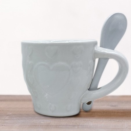 100049 Servicio de Café Línea Felicia CUORE Cerámica 6 Tazas y 6 Cucharas