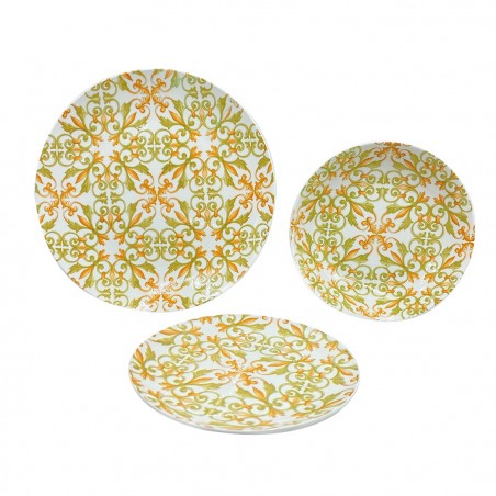 408010 Vajilla mesa 18 PZ FELICIA Plato llano, hondo y para postre de porcelana