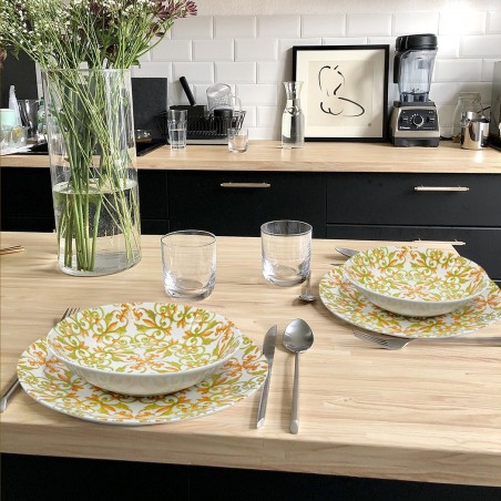 408010 Vajilla mesa 18 PZ FELICIA Plato llano, hondo y para postre de porcelana