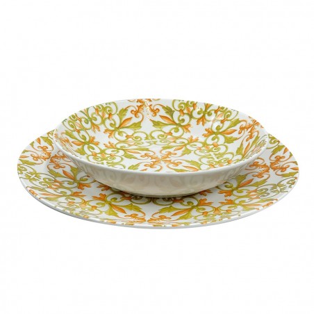 408010 Vajilla mesa 18 PZ FELICIA Plato llano, hondo y para postre de porcelana