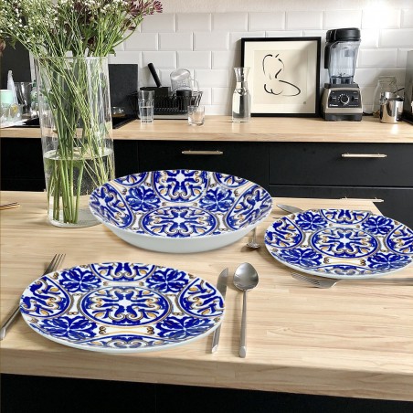 408009 Vajilla mesa 18 PZ FELICIA Plato llano, hondo y para postre de porcelana