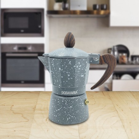 Art. 333024 Set 3 cafeteras GRIS en aluminio mango suave al tacto 1-3-6 tazas