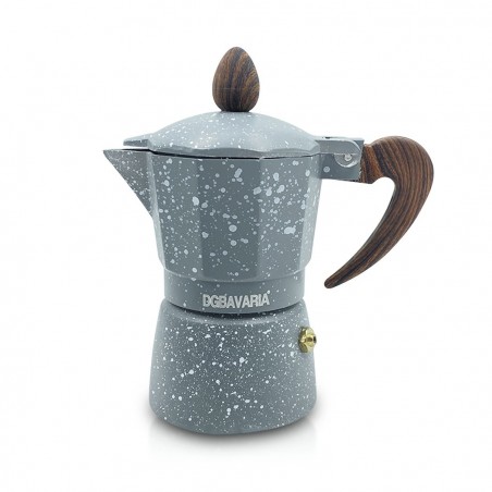 Art. 333024 Set 3 cafeteras GRIS en aluminio mango suave al tacto 1-3-6 tazas