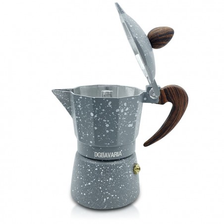 Art. 333024 Set 3 cafeteras GRIS en aluminio mango suave al tacto 1-3-6 tazas