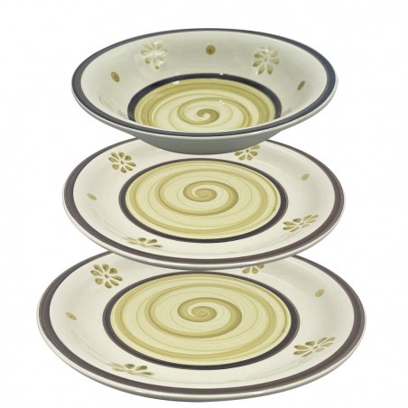 403002 Vajilla mesa 18 PZ FELICIA Plato llano, hondo y para postre de GRES