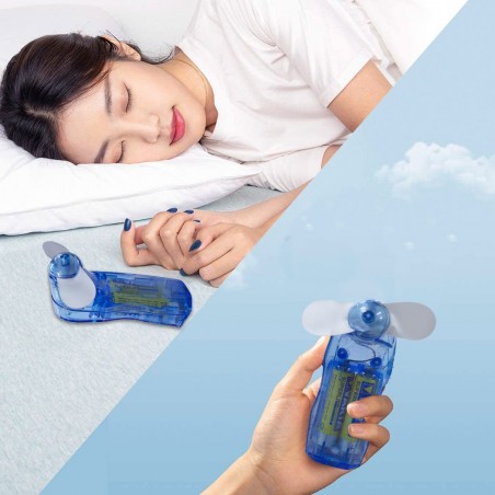 Mini ventilador portátil con 2 aspas conveniente y de bolsillo con correa
