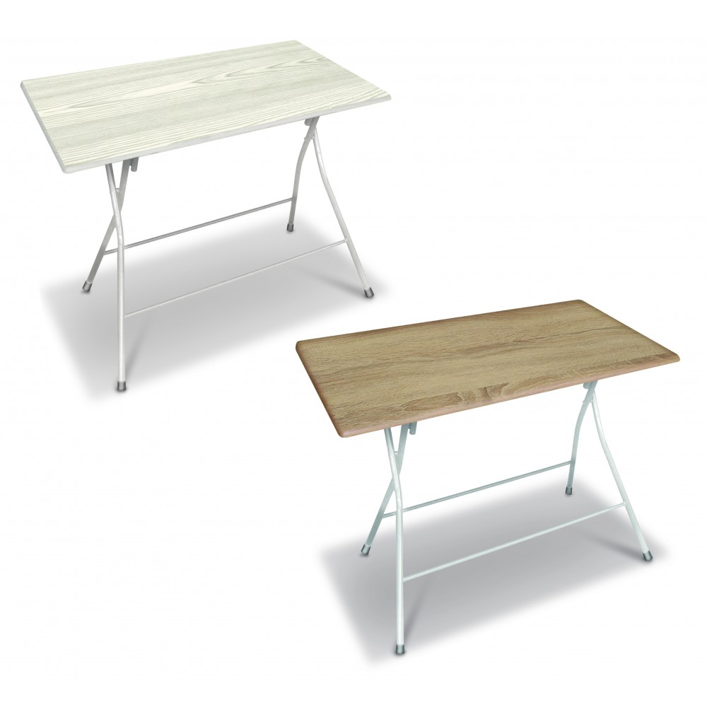 Mesa plegable Bingo120 en acero pintado y tapa de madera 120x70xH72 cm