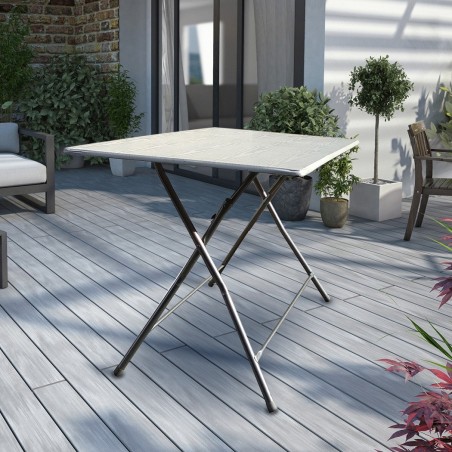 Mesa plegable Bingo120 en acero pintado y tapa de madera 120x70xH72 cm