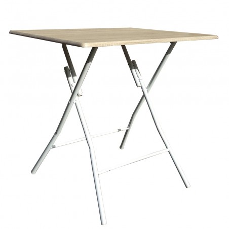 Mesa plegable Bingo80 en acero pintado y tabla de madera 80x60xH72 cm